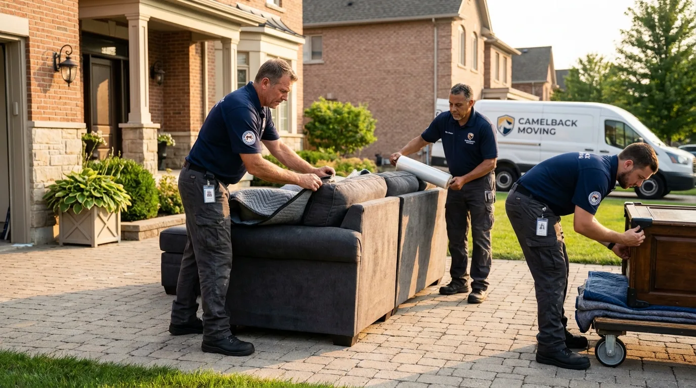 Large estate moving crew wrapping furniture in Marlton, NJ