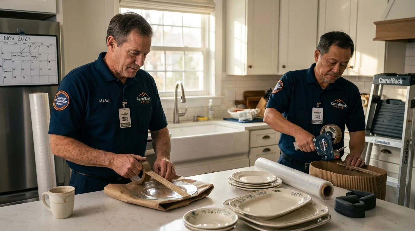 Professional crew packing kitchen dishware in Marlton, NJ